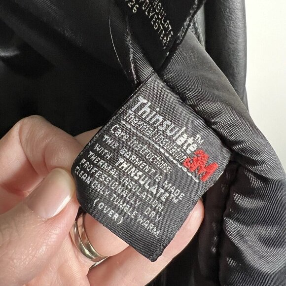 Vintage 1990s Womens Wilsons Leather Trench Biker Thinsulate Jacket Size Large - Picture 10 of 11